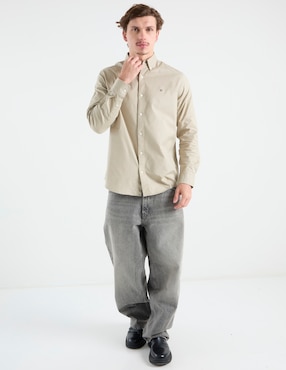 Camisa casual Calvin Klein de algodón manga larga para hombre