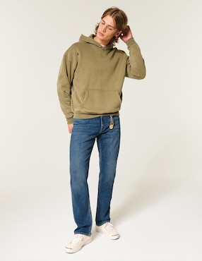 Jeans straight Hollister lavado obscuro para hombre