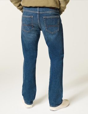 Jeans straight Hollister lavado obscuro para hombre