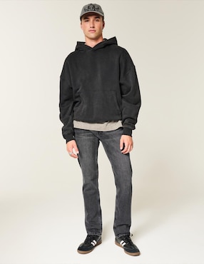 Jeans straight Hollister lavado obscuro para hombre
