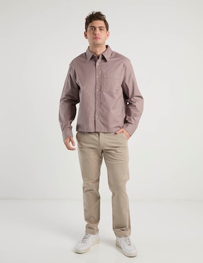 Camisa casual Calvin Klein de algodón manga larga para hombre