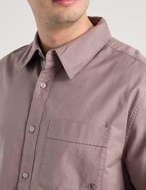 Camisa casual Calvin Klein de algodón manga larga para hombre
