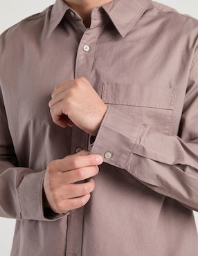 Camisa casual Calvin Klein de algodón manga larga para hombre