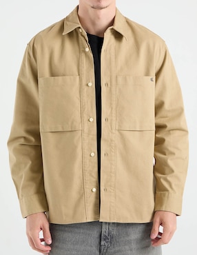 Sobrecamisa casual Calvin Klein de algodón manga larga para hombre