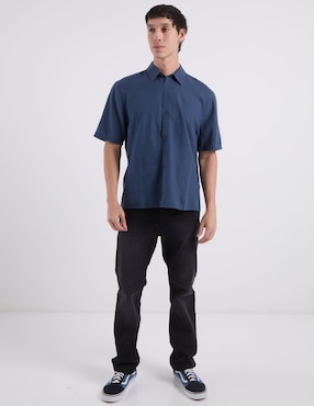 Camisa casual Hollister de lino manga corta para hombre