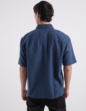 Camisa casual Hollister de lino manga corta para hombre