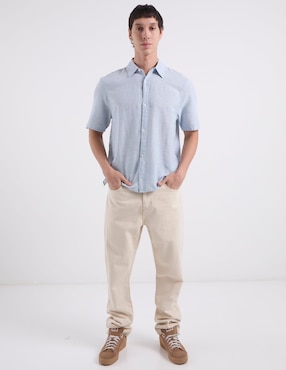 Camisa casual Hollister de lino manga corta para hombre