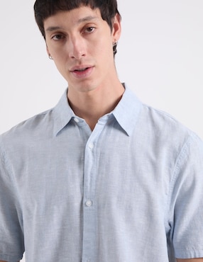Camisa casual Hollister de lino manga corta para hombre