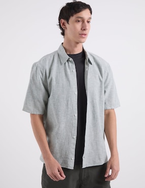 Sobrecamisa casual Hollister de lino manga corta para hombre