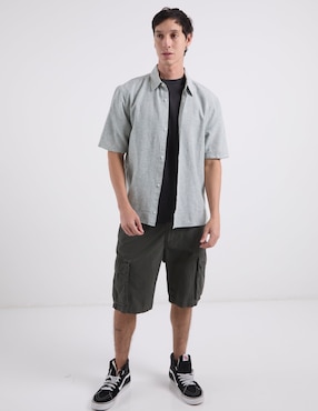 Sobrecamisa casual Hollister de lino manga corta para hombre