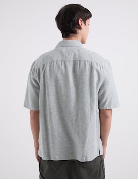 Sobrecamisa casual Hollister de lino manga corta para hombre