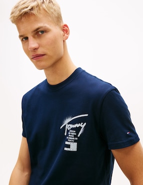 Playera Tommy Jeans Signature cuello redondo para hombre