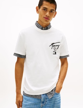 Playera Tommy Jeans Signature cuello redondo para hombre