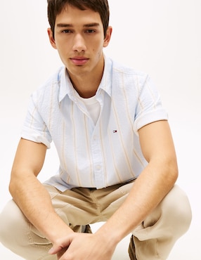 Camisa casual Tommy Jeans de algodón manga corta para hombre