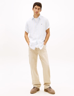 Camisa casual Tommy Jeans de algodón manga corta para hombre