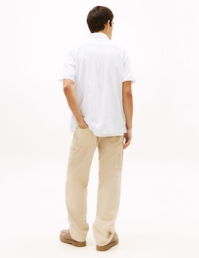 Camisa casual Tommy Jeans de algodón manga corta para hombre