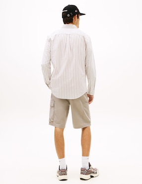 Camisa casual Tommy Jeans de algodón manga larga para hombre
