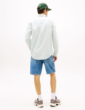 Camisa casual Tommy Jeans de algodón manga larga para hombre