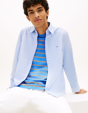 Camisa casual Tommy Jeans de algodón manga larga para hombre