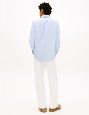 Camisa casual Tommy Jeans de algodón manga larga para hombre