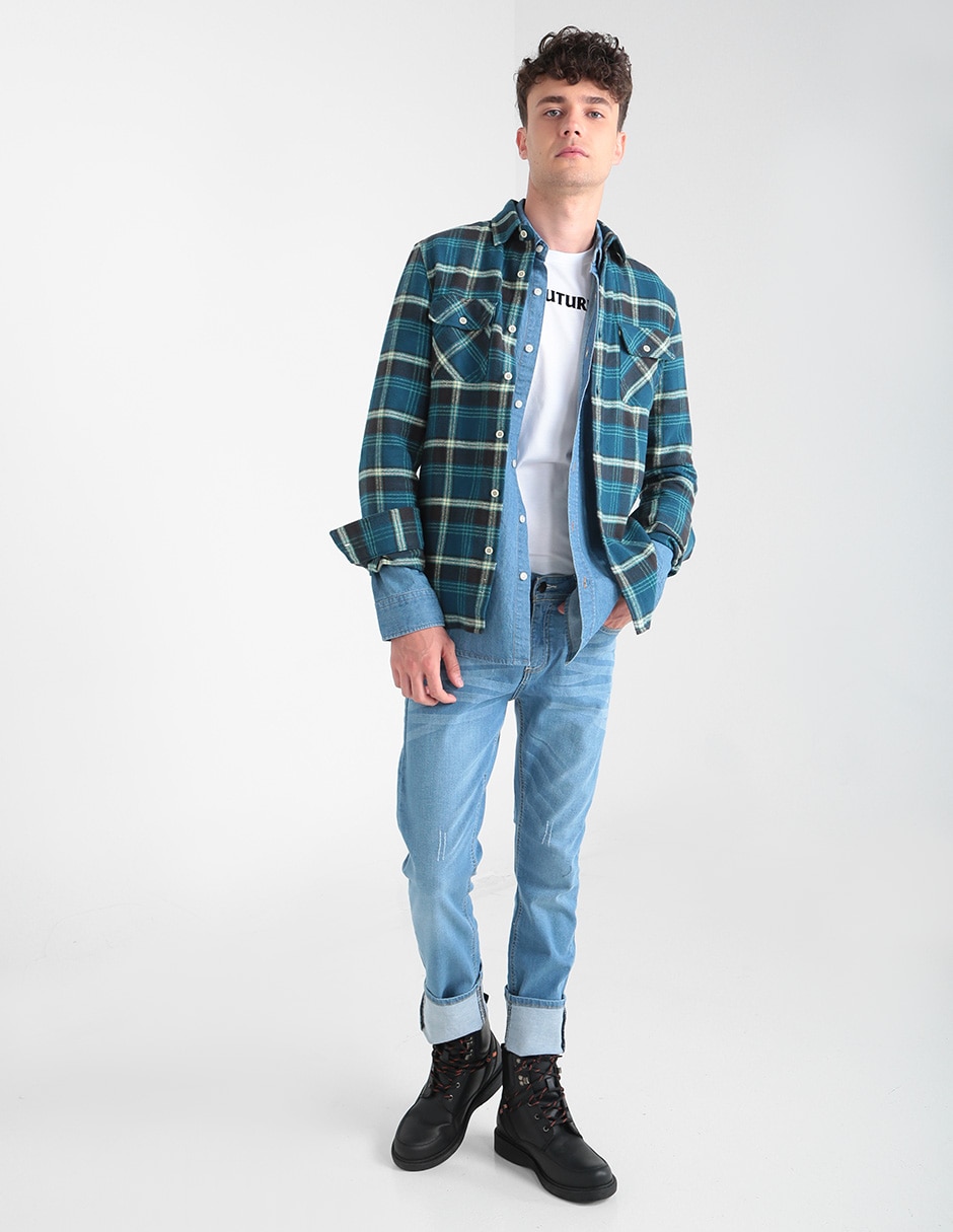 Jeans skinny lavado stone wash para hombre 3