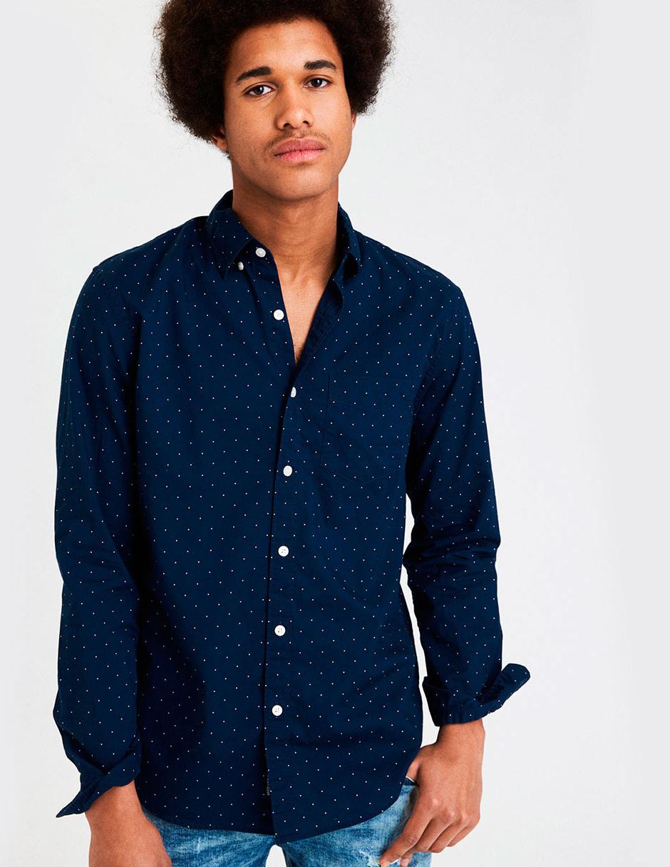 Camisa casual American Eagle de algodón manga larga para hombre |  