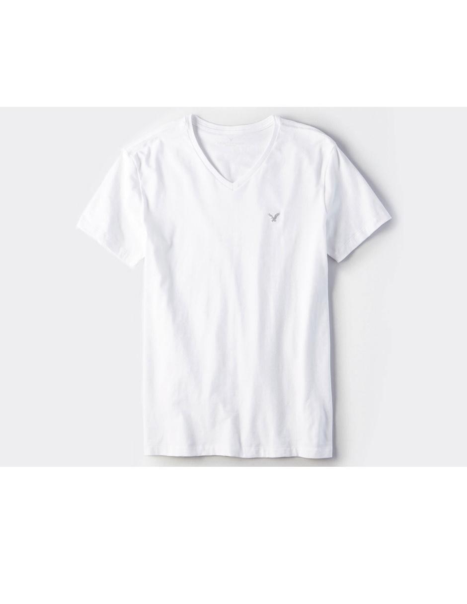 camiseta blanca hombre cuello v