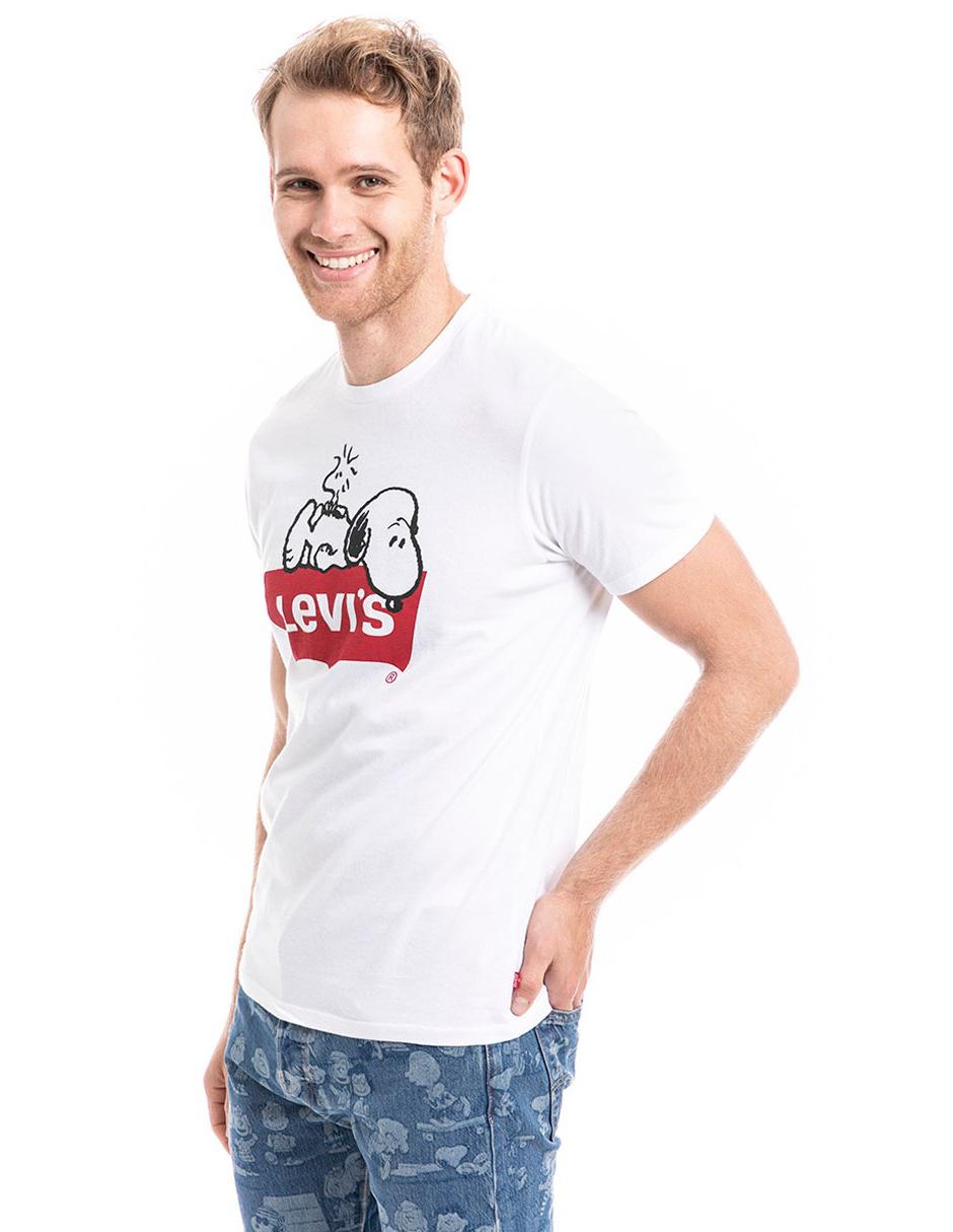 semáforo entrevista Todo tipo de Playera Levi's Snoopy corte regular fit cuello redondo blanca con diseño  gráfico | Liverpool.com.mx
