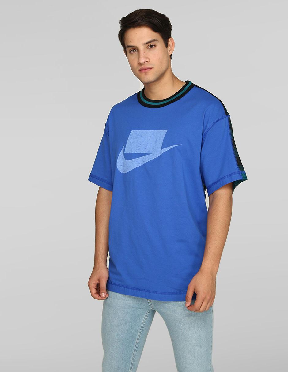 Playera Nike corte regular fit cuello redondo azul con diseño gráfico en  Liverpool