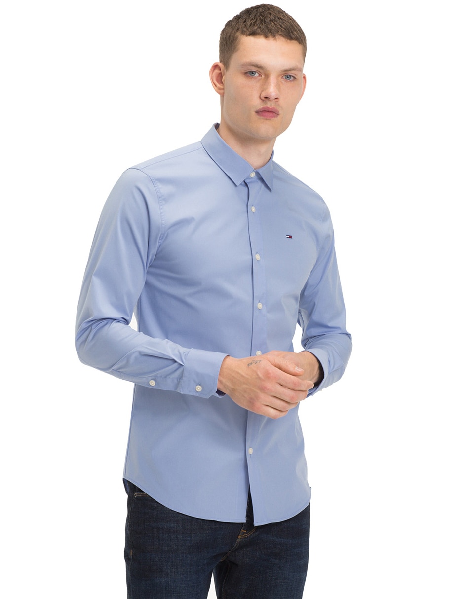 Camisa casual de algodón manga larga para hombre