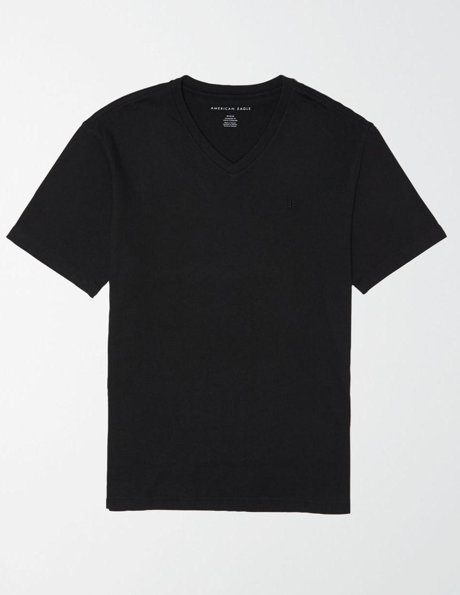 playera cuello v negra