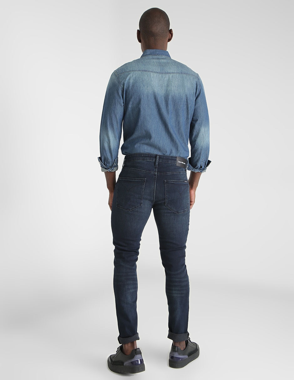 Jeans skinny lavado obscuro para hombre 2