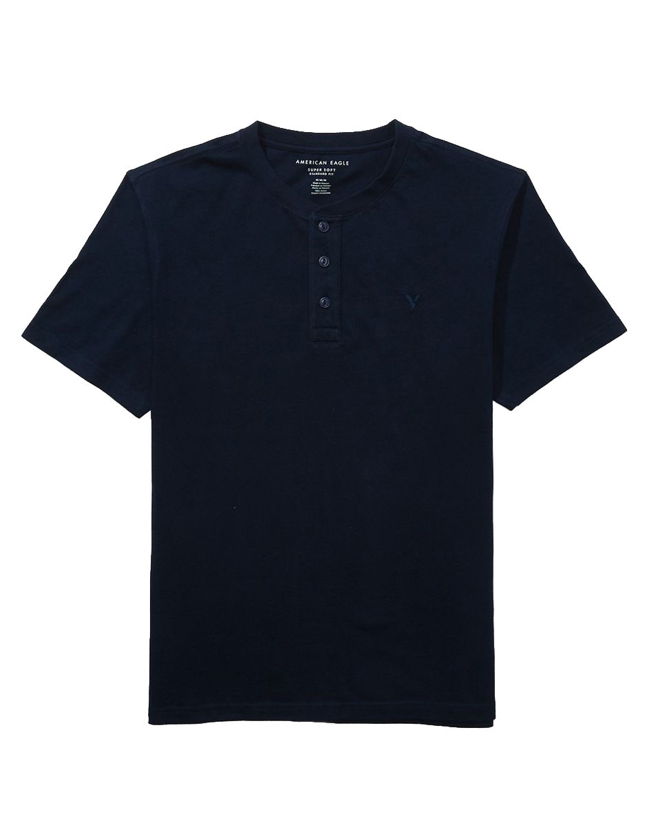 Playera American Eagle cuello henley para hombre