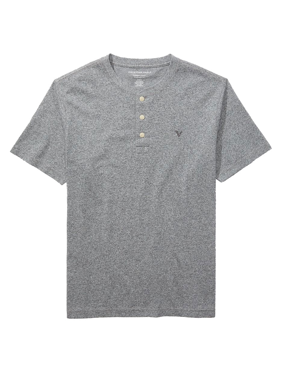 Playera American Eagle cuello henley para hombre