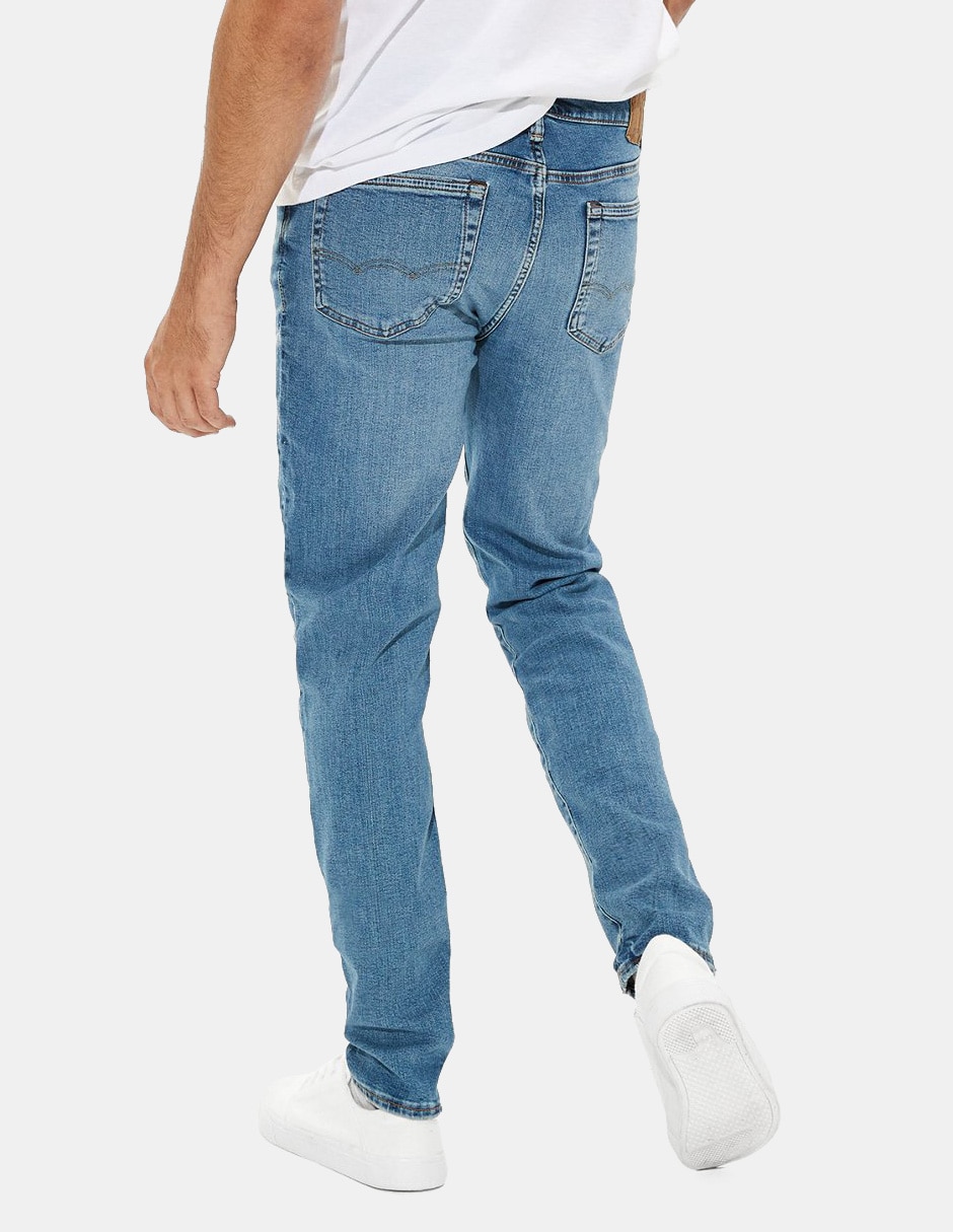 Jeans skinny lavado claro para hombre 2