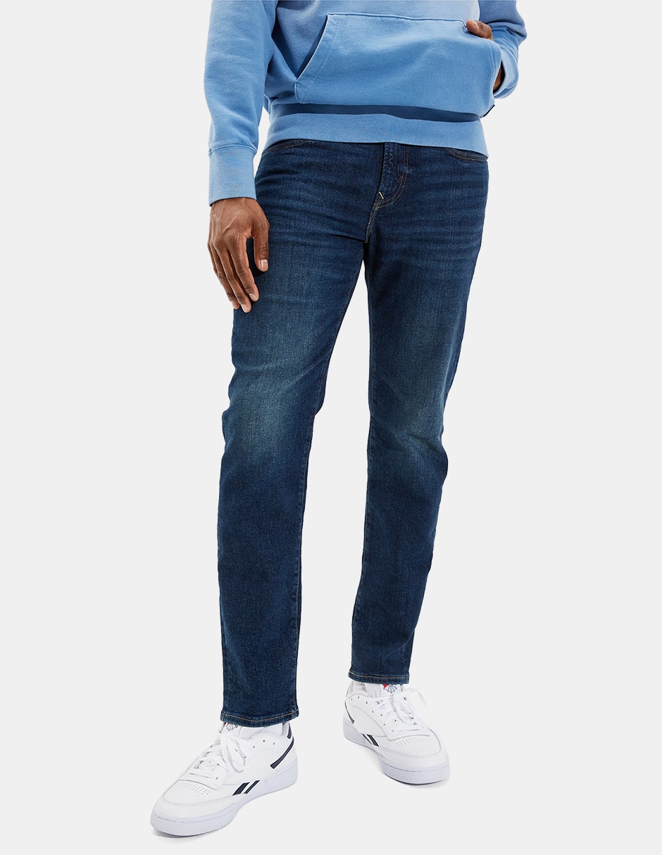 Jeans straight lavado obscuro para hombre