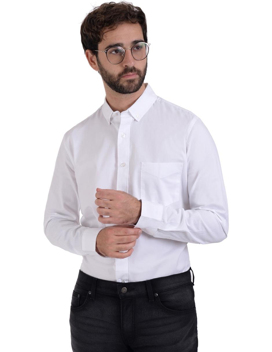Camisa casual de algodón manga larga para hombre