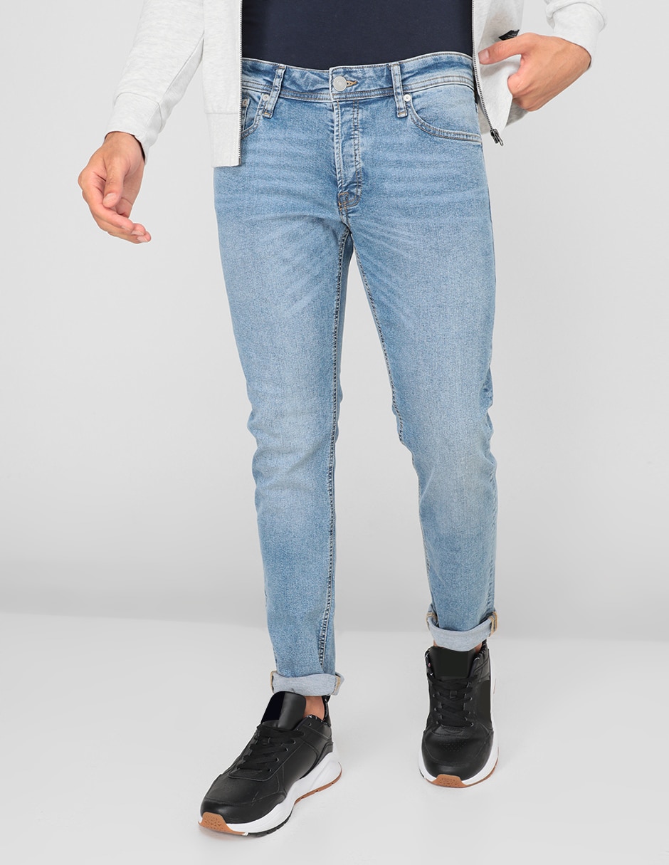Jeans slim lavado claro para hombre