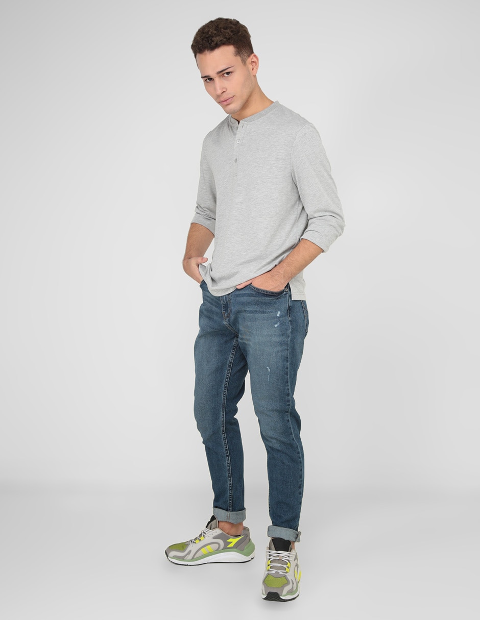 Jeans skinny lavado stone wash para hombre 3
