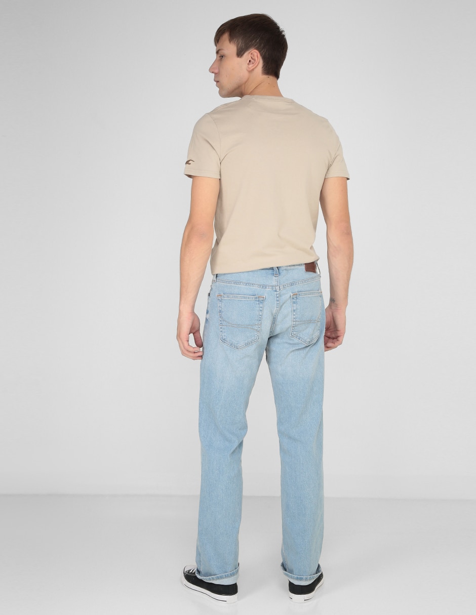 Jeans straight lavado claro para hombre 2
