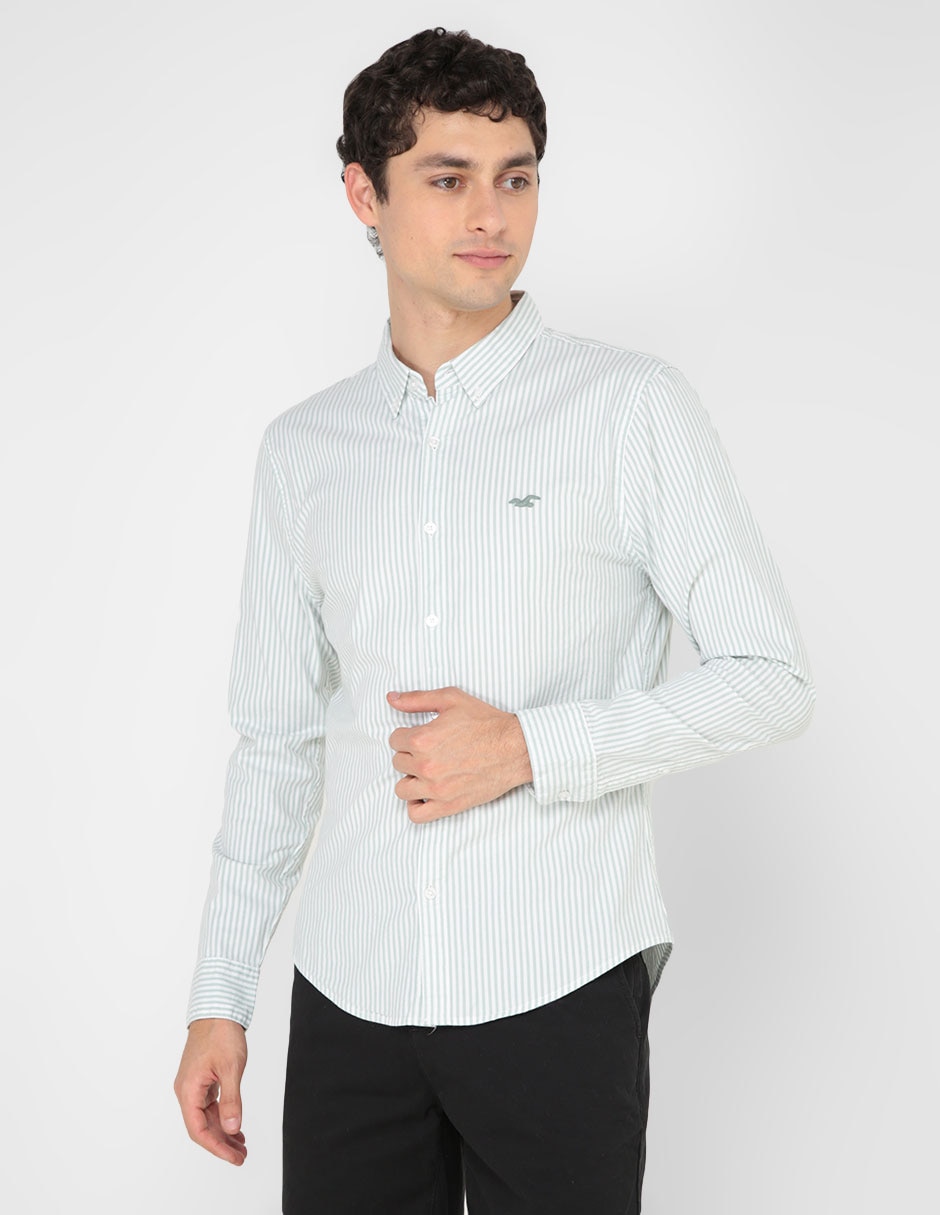 Camisa casual Hollister de algodón larga para hombre Liverpool.com.mx