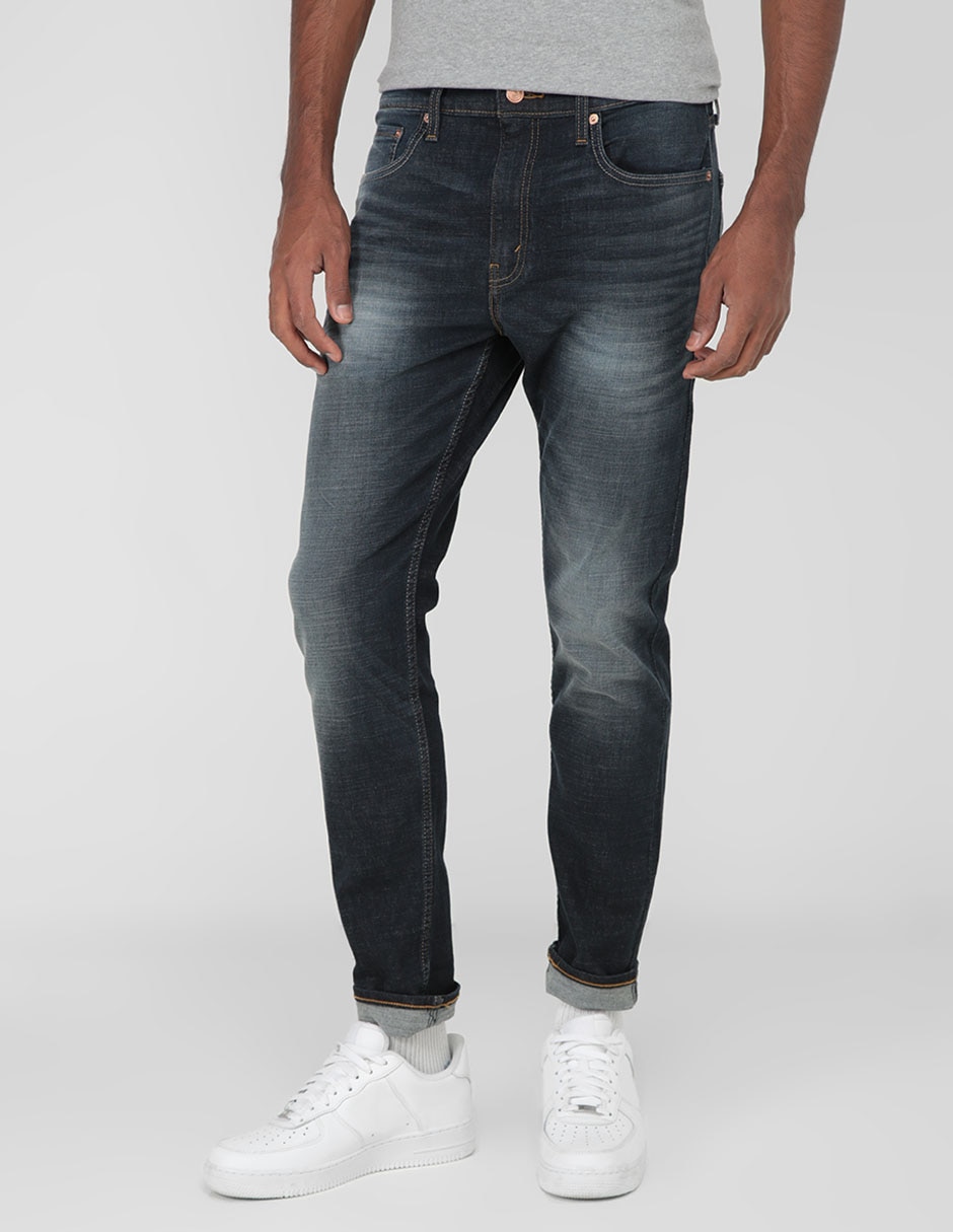 Jeans slim lavado deslavado para hombre 1