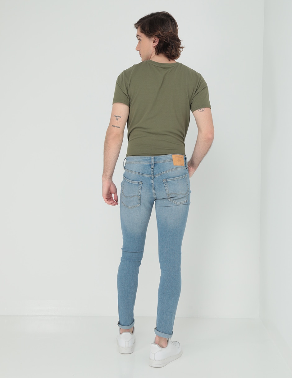 Jeans skinny lavado claro para hombre 2