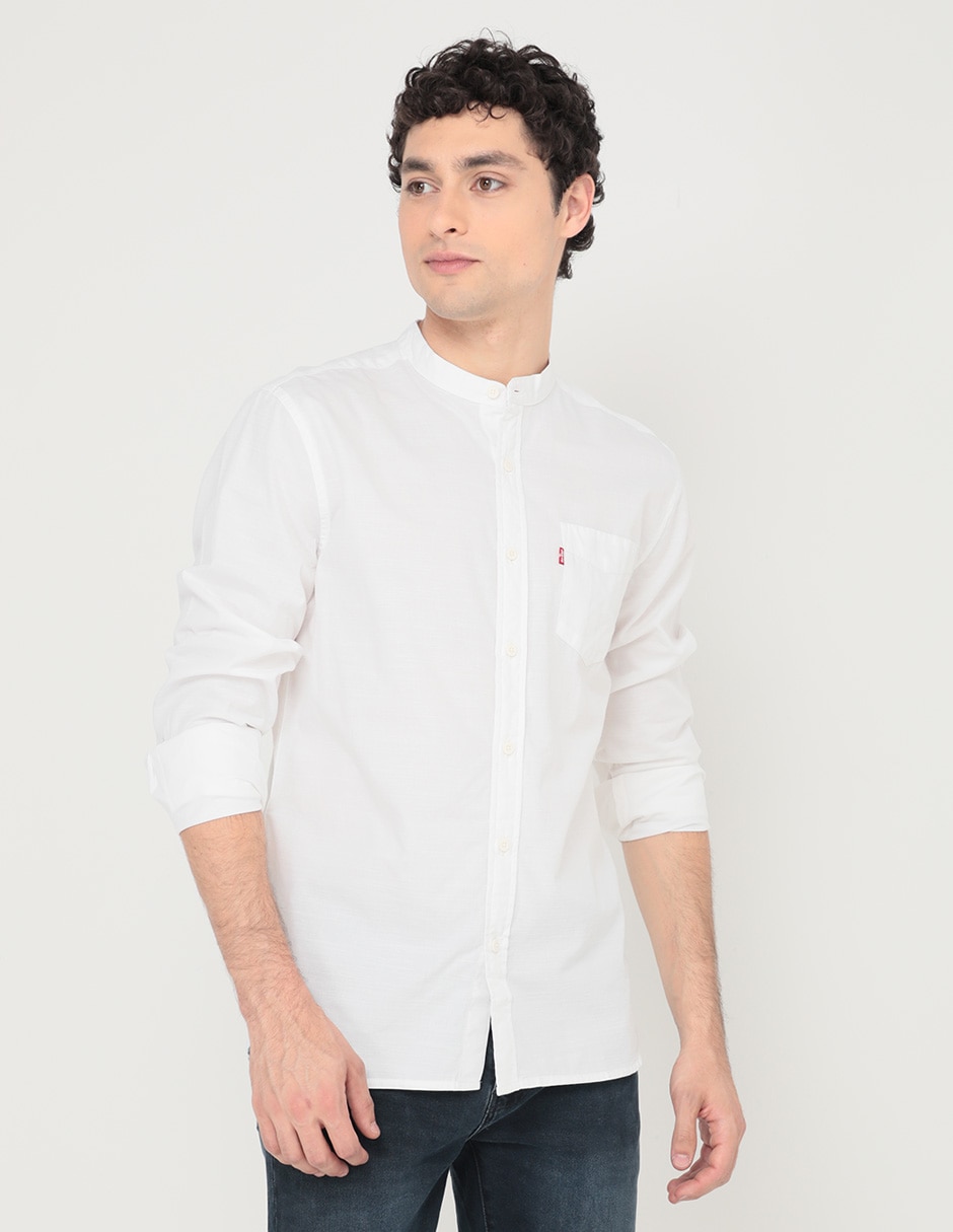 Camisa casual de algodón manga larga para hombre