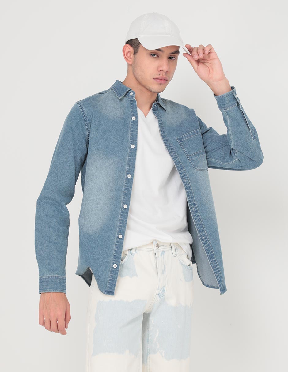 Camisa casual de manga larga para hombre 1