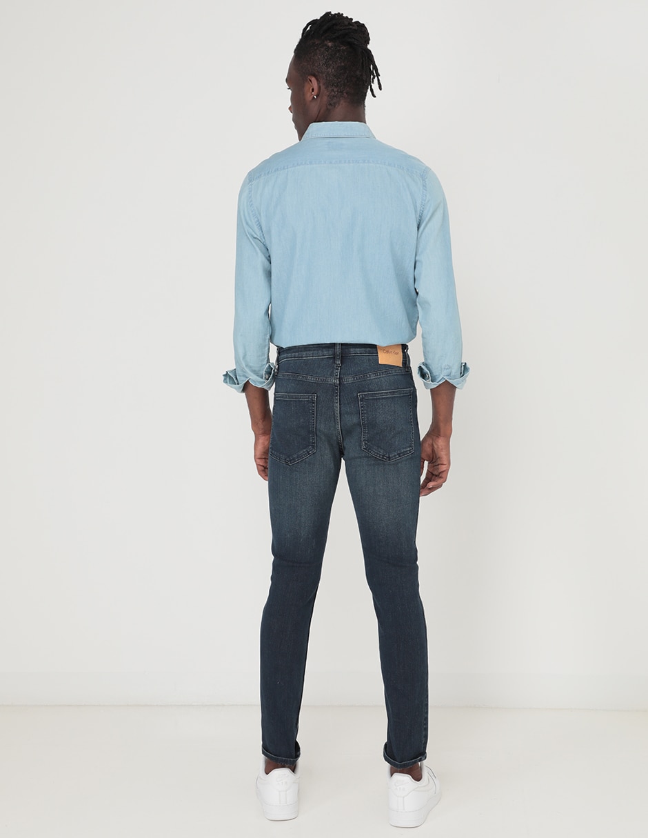 Jeans skinny deslavado para hombre 2