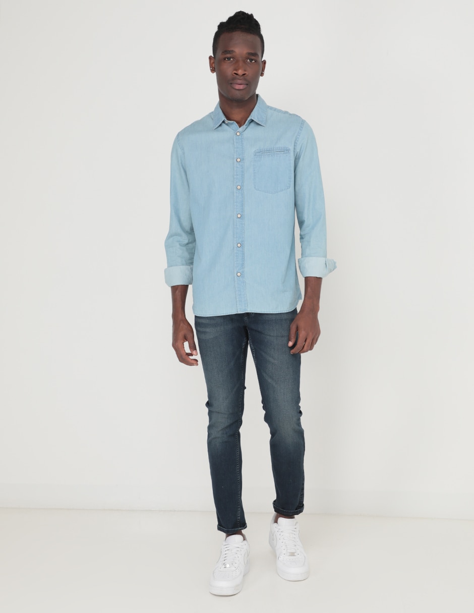 Jeans skinny deslavado para hombre 3