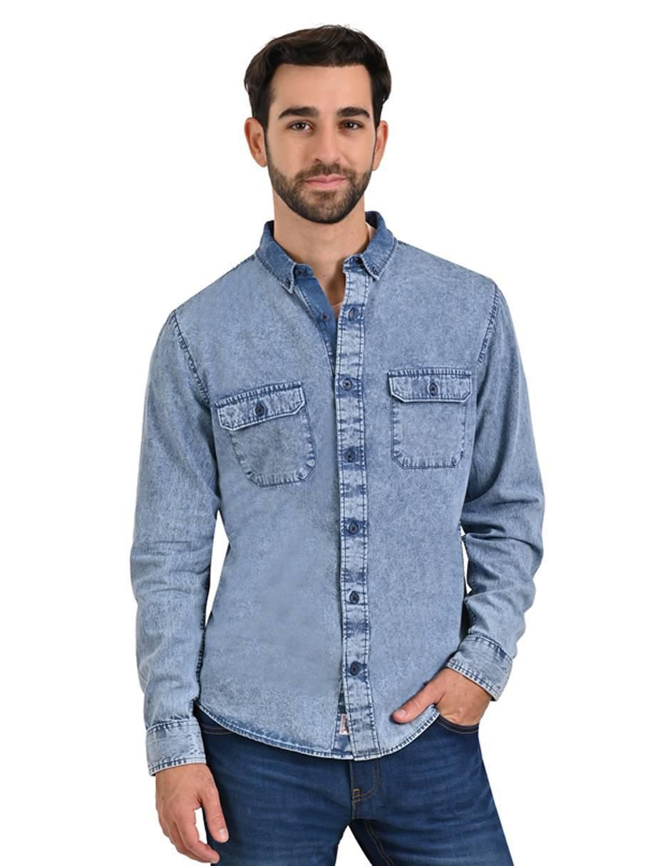 Camisa casual de algodón manga larga para hombre 1