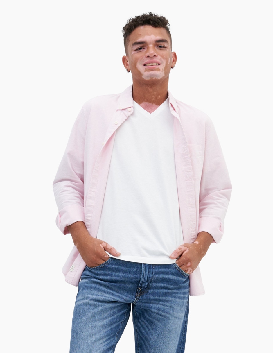 Camisa casual de algodón manga larga para hombre 1