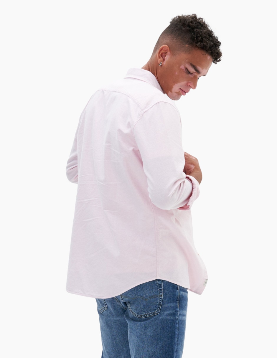 Camisa casual de algodón manga larga para hombre